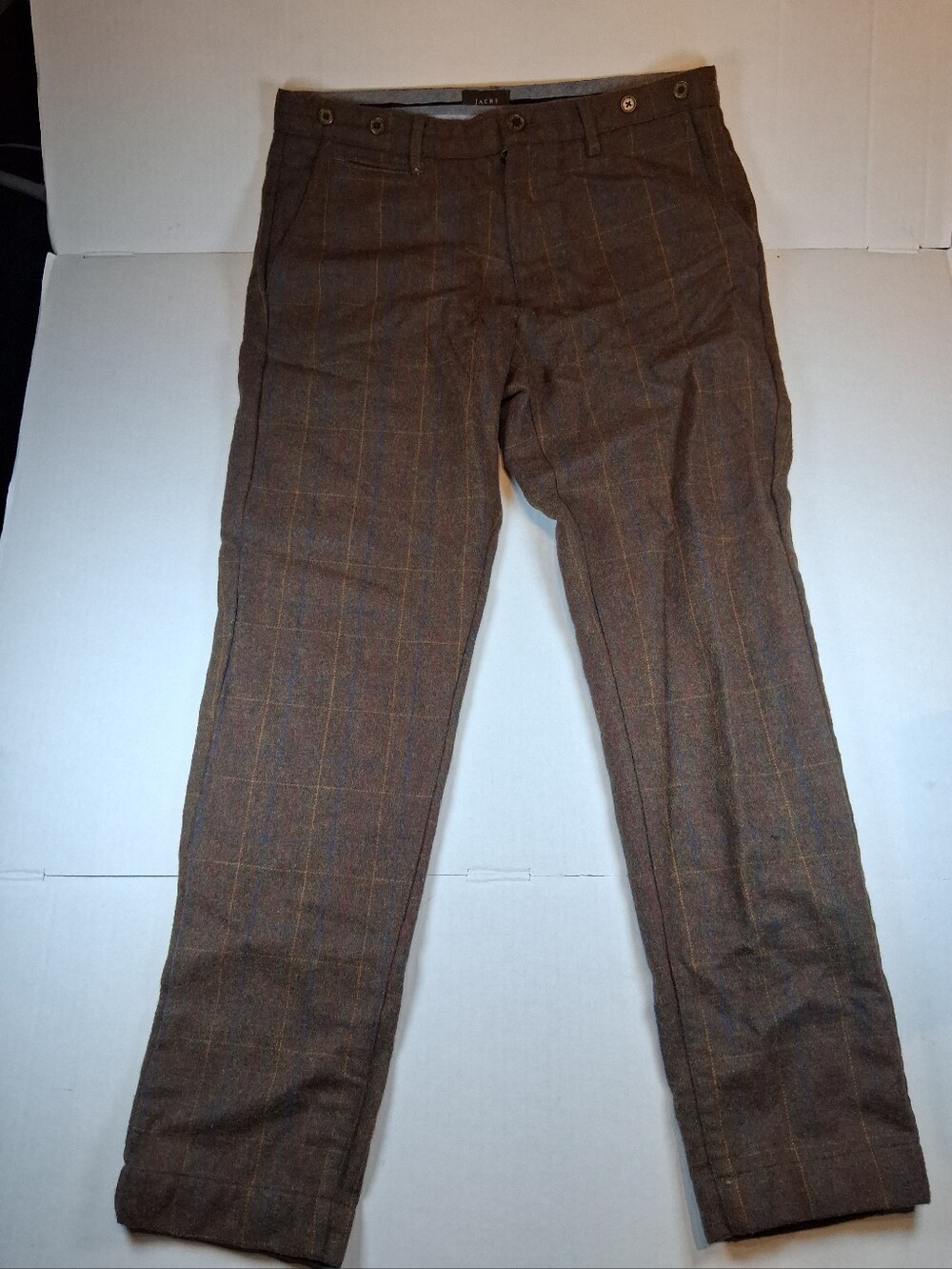 Jachs NY Plaid Wool Pants Bowie Fit Size 32 (Bag1)